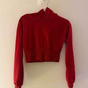 Red Cropped Long Sleeve Hoodie
